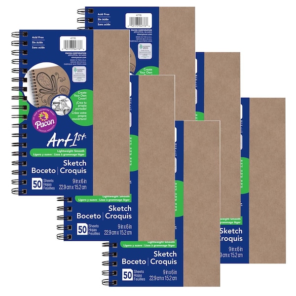 Art1st Sketch Diary, Natural Chipboard Cover, 9 x 6, PK6